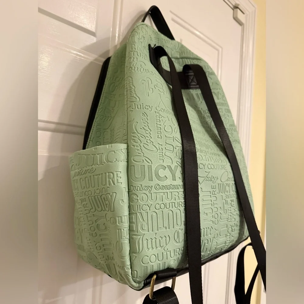 Juicy Couture Sage Green Embossed Logo Backpack NWOT Y2K Style